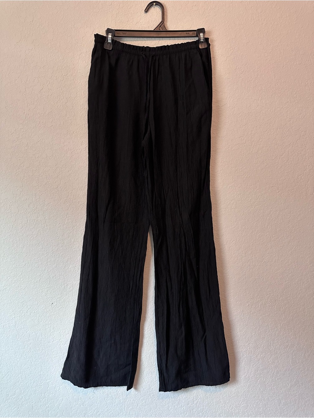 Zara Black Wide-Leg Elastic Waist Pants